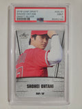 Front of 2018 Leaf Draft Shohei Ohtani Draft Silver #DS-01 rookie-year baseball card graded PSA 9 MINT.