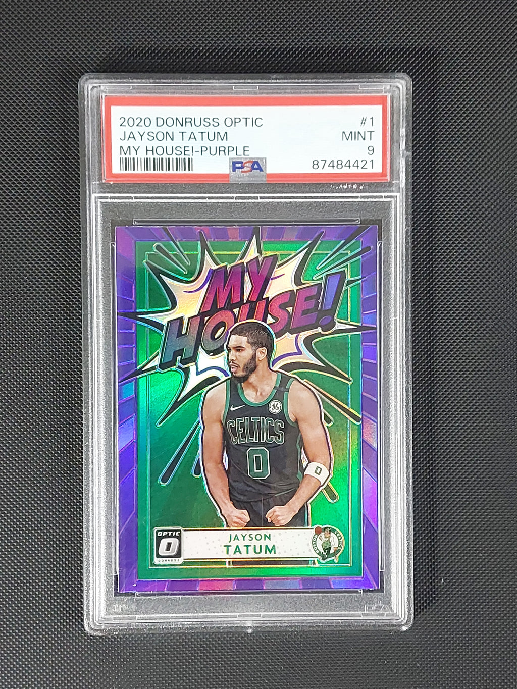 2020-21 Donruss Optic Jayson Tatum My House Purple #1 PSA 9 Mint Boston Celtics basketball card