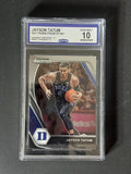 Front of 2021-22 Panini Prizm Draft Picks Jayson Tatum #61 Duke Blue Devils basketball card graded CCG Gem Mint 10.