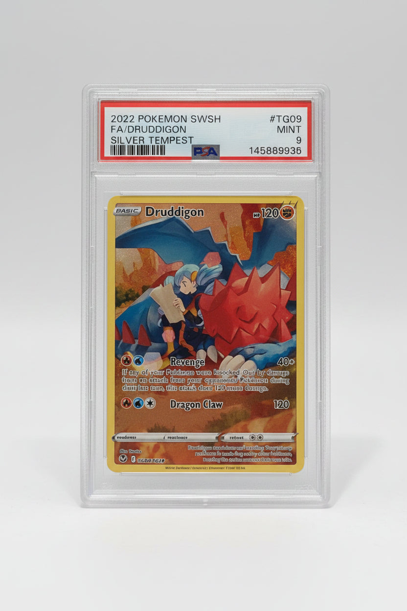 PSA 9 Druddigon Full Art TG09 Silver Tempest Pokemon slab