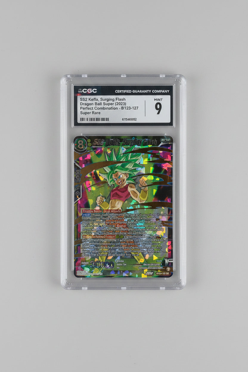 Front of 2023 Dragon Ball Super SS2 Kefla Surging Flash BT23-127 Special Rare card graded CGC Mint 9 in a clear certified slab.