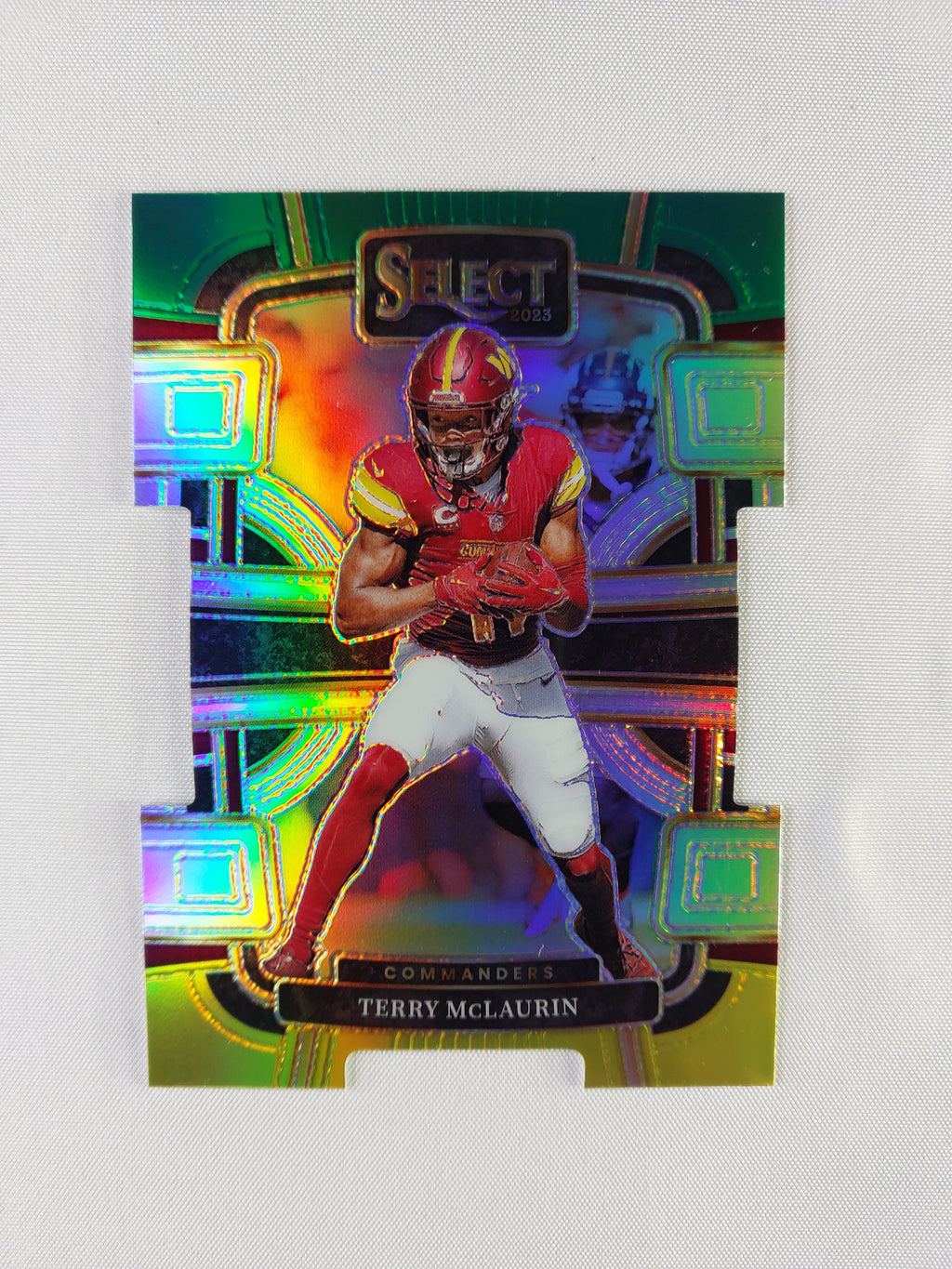 Front of 2023 Panini Select Terry McLaurin #99 Concourse Silver Prizm featuring the Washington Commanders wide receiver.