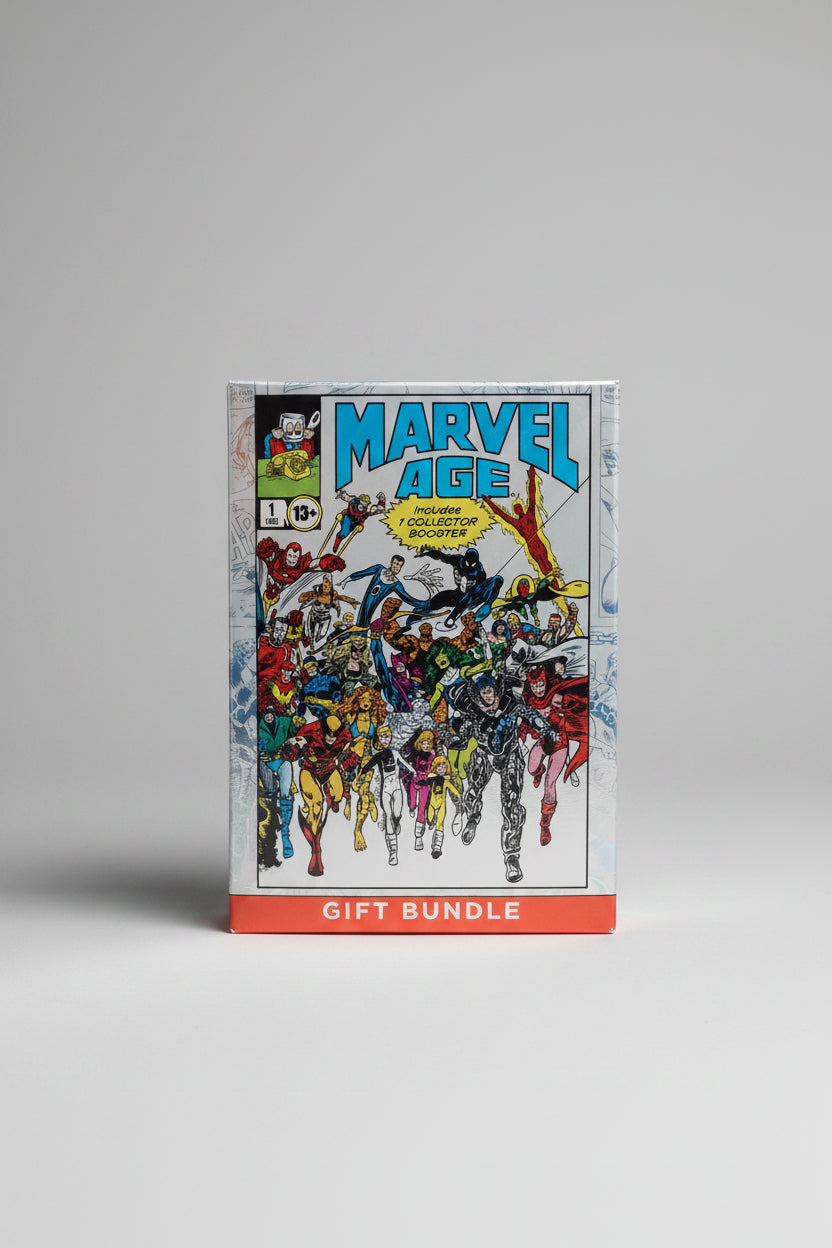 Front of sealed 2025 Magic The Gathering Marvel Spider Man Gift Bundle featuring comic-book cover artwork with Spider-Man and Marvel characters.