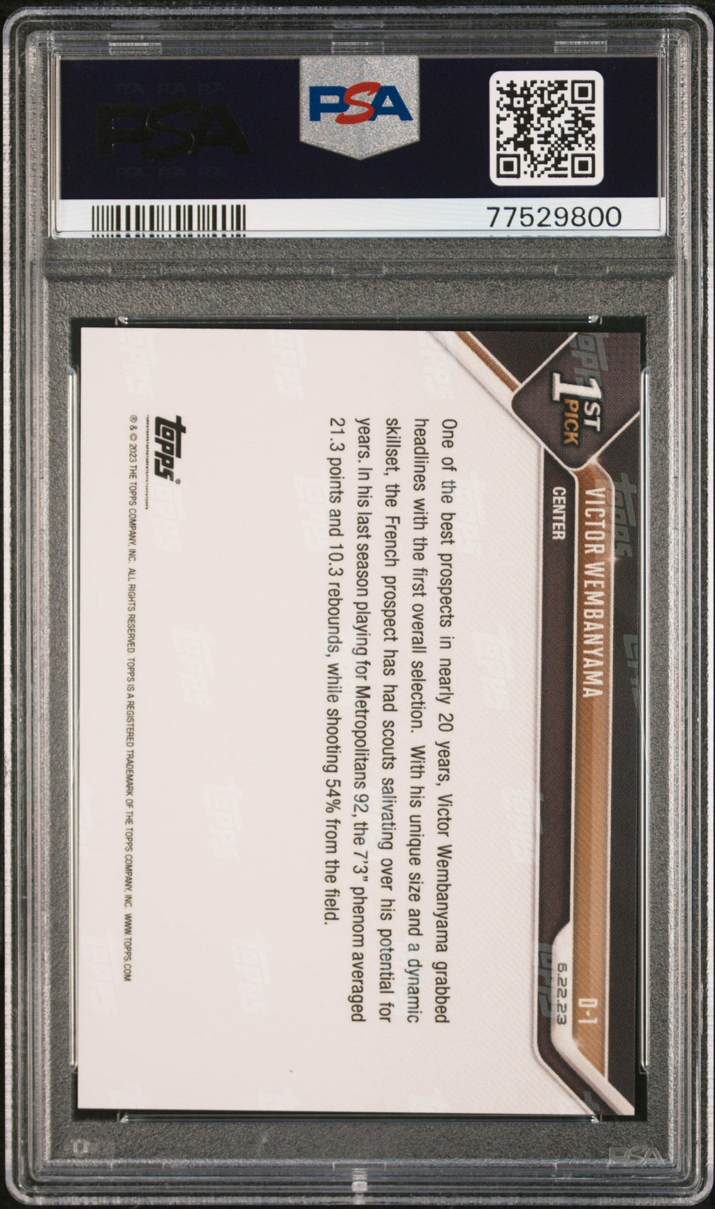 2023 Topps Now Draft Victor Wembanyama 10 PSA #D1