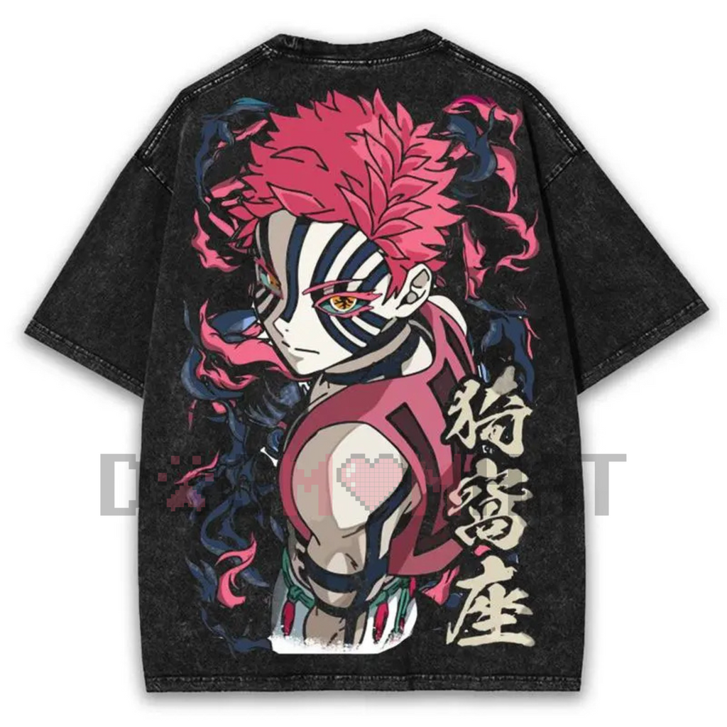 Akaza x Chaos Empress Washed Anime Tee – Darkcore Streetwear, Final Boss Energy Graphic, Unisex 2025