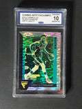 Front of 2020-21 Panini Flux Giannis Antetokounmpo #97 Silver Pulsar Prizm graded CCG Gem Mint 10