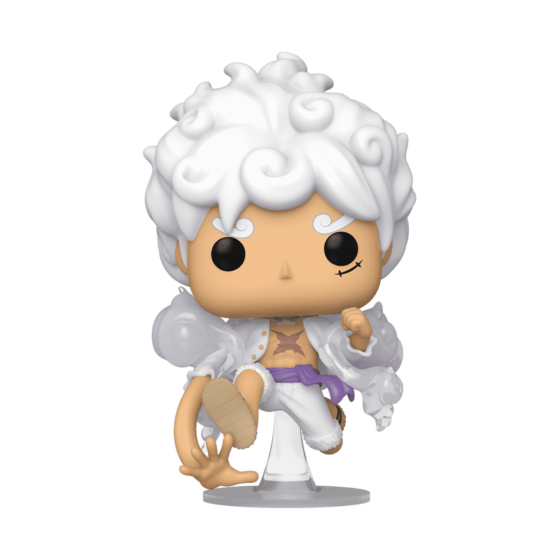 One Piece Luffy Gear Five Funko Pop Vinyl Figure featuring Monkey D Luffy in his awakened Gear 5 form
