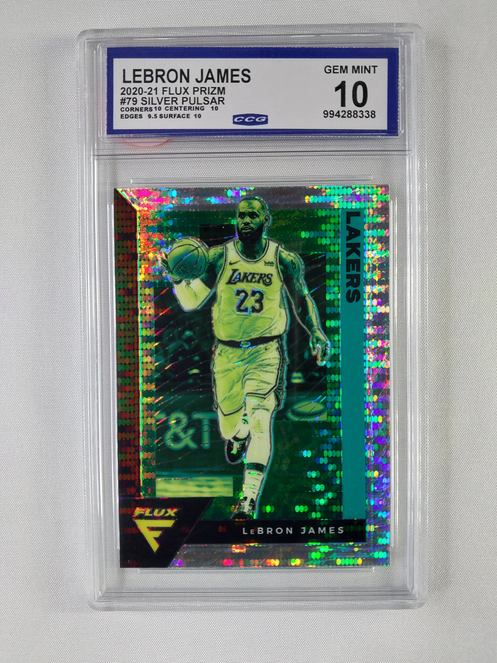 2020-21 Panini Flux LeBron James #79 Silver Pulsar Prizm CCG Gem Mint 10