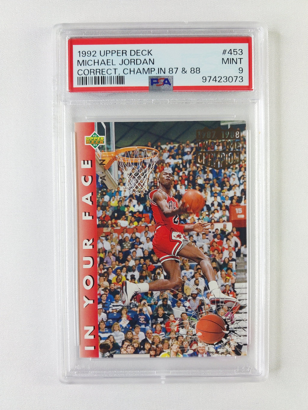 1992-93 Upper Deck Michael Jordan #453 In Your Face Corrected 87 & 88 PSA 9